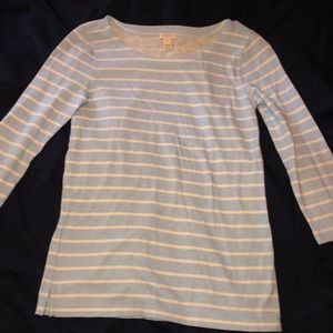 Carolina Blue & White Striped J Crew Boatneck T